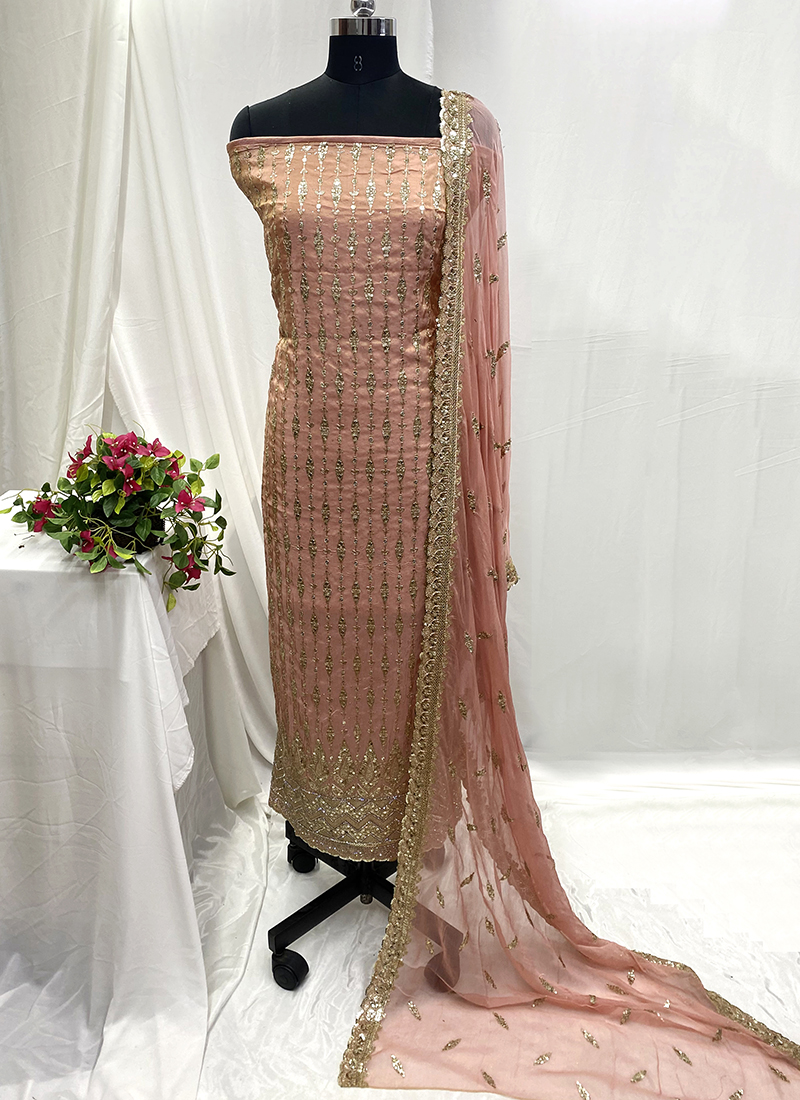 Pretty Peach Festive Look Net Patiala Salwar Suit